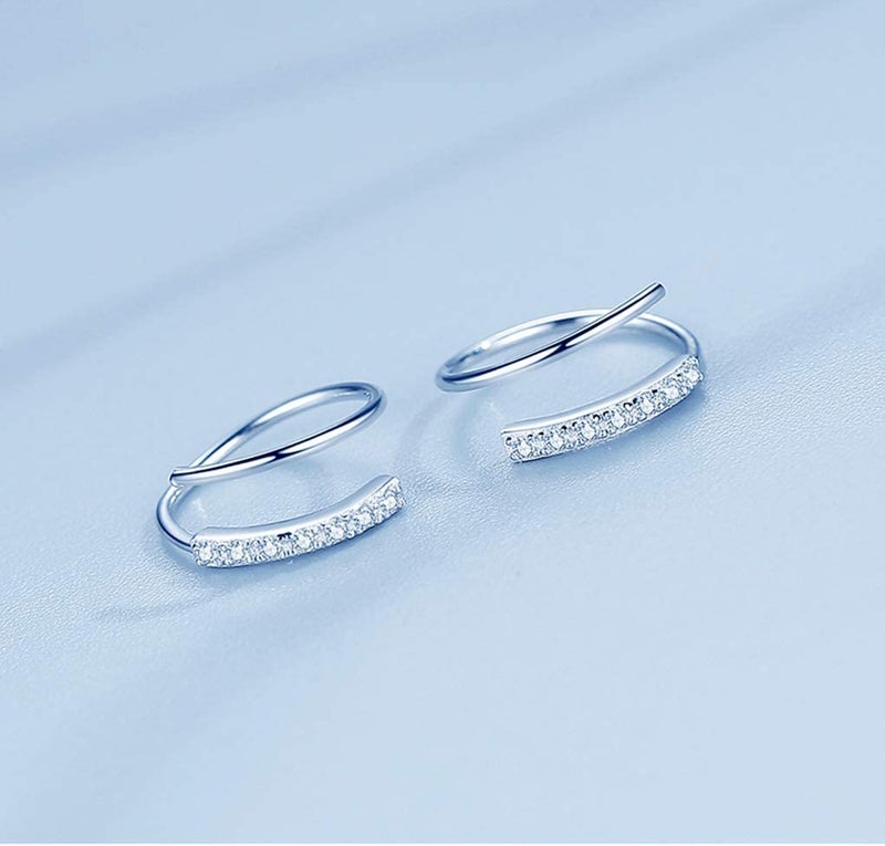 Reffeer 925 Sterling Silver CZ Crawler Earrings Wrap Cuff Earrings For Women Teen (A-Silver) - Image 4
